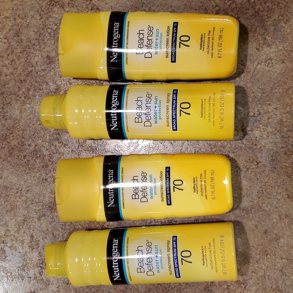 Set of 4 Neutrogena Beach Defense Water + Sun Sunscreen Lotion SPF 70